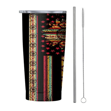 

Native American flag Sunflower 20oz Tumbler Insulated Stainless Steel Water Bottle Portable Travel Coffee Tea Mug Cup