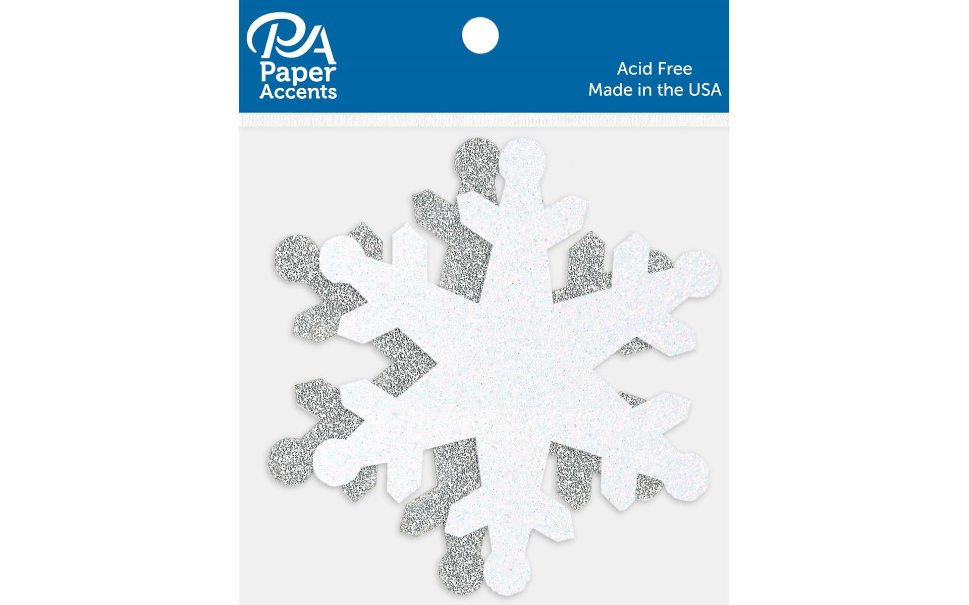 Glitter Shape 8pc Snowflake White & Silver
