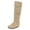 Beige, variant on Women's Ruched Suede Knee High Boots Fold Over Cuff Hidden Wedge Tall Booties Solid Color Fashion Casual Shoes Brown Size 7