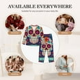 thumbnail image 4 of Uemuo Dead Day Party Pattern Womens Pajama Sets,PJ Set for Women,Pajamas for Women Logo,Long Sleeve Pajama Set for Women,Soft Long Sleeve Top With Pants-X-Large, 4 of 9