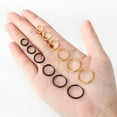 thumbnail image 4 of Elecost Huggie Hoop, Hypoallergenic Earrings, 316L Surgical Stainless Steel, 12 Pairs, Gold & Black, 4 of 7