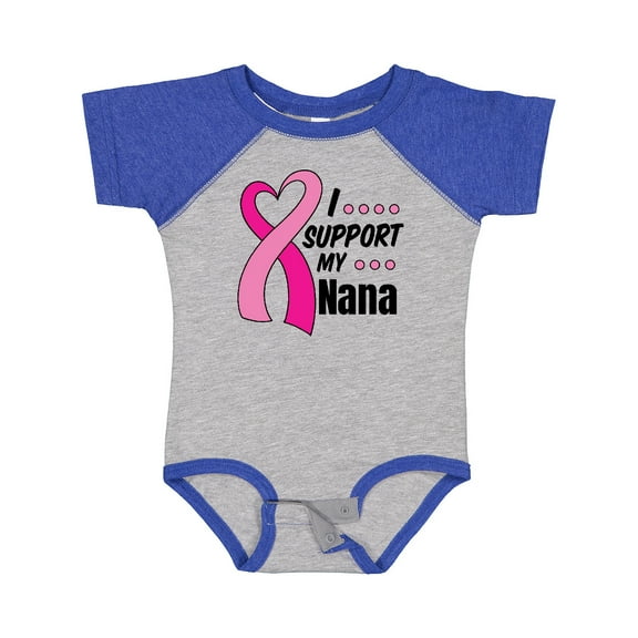 Inktastic Breast Cancer Awareness I Support My Nana with Pink Ribbon Boys or Girls Baby Bodysuit