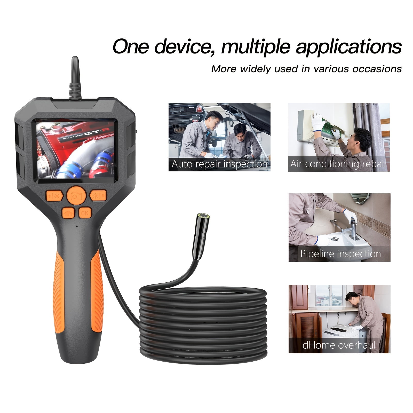 1080p HD Lens Inspection Camera With Light - Perfect Tool For Home, Pipe & Automotive Inspection!