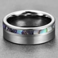 thumbnail image 3 of 8MM Men's Natural Abalone Shell Tungsten Carbide Ring Brushed Finish Polished Center Flat Edges Comfort Fit Size 7 to 12, 3 of 3