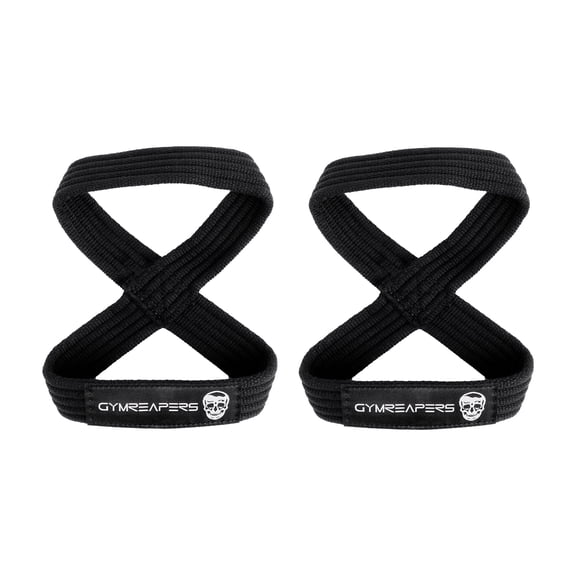 Figure 8 Lifting Straps For Deadlift, Powerlifting, Strongman, & Cross Training Strong Weightlifting Wrist Straps For Men, Women (Black, Medium)