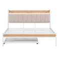 thumbnail image 4 of Harper & Bright Designs Queen Size Metal Platform Bed Frame with Trundle, Platform Bed with Upholstered Headboard, Sockets and USB Ports, White, 4 of 14