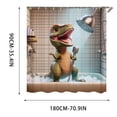 thumbnail image 3 of Waterproof Polyester Dinosaur Shower Curtain with Hooks, Singing Dinosaur Bath Scene, Machine Washable, 12 Included, for Standard Bathroom, 3 of 5