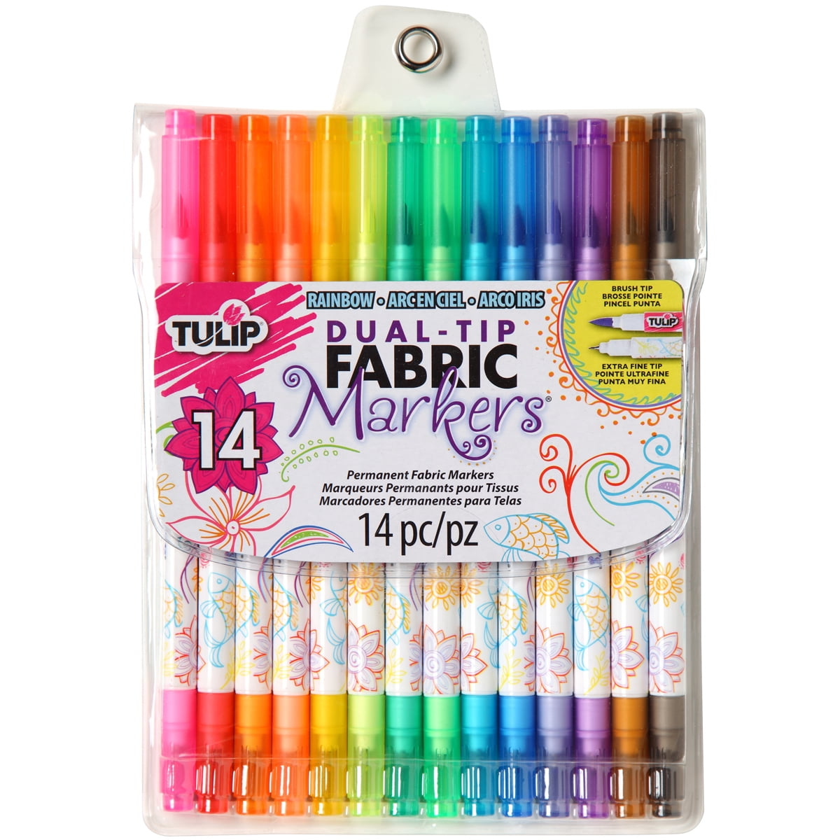 Tulip Dual-Tip Fabric Markers 14 Pack Rainbow
