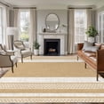 thumbnail image 2 of Vintage Tan Brown Striped Area Rug 5x8 Washable Rug Non Slip Farmhouse Modern Stripes Boho Linen Large Area Rug Soft Stainresistant Indoor Carpet for Living Room Bedroom Office Dining Room Nursery, 2 of 9