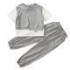 thumbnail image 5 of Minnieouse Conjunto de 2 piezas de ropa de verano para niñas y adolescentes, camiseta de empalme de estilo informal para niños, pantalones de Gris 130cm 2Conjunto, 5 of 6