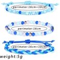 thumbnail image 2 of 3Pcs Colorful Braided Stretch Friendship Bracelets Stackable Bead Woven Waterproof Wax Coated String Adjustable Wave Rope Bangle Bracelets Friendship Surf Jewelry for Girls Women-blue, 2 of 3