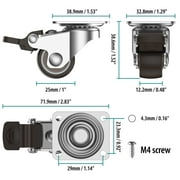 HOLKIE 1 inch Heavy Duty Swivel Caster Wheels,(4 pack)Small Swivel Caster Wheels for Furniture Total Capacity 90lbs (2 with Brakes and 2 Without Brakes)