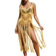 thumbnail image 2 of Swimsuit Cover Up for Women Boho Knit Openwork Beach Cover Up Tassel Hem Bikini for Summer Holiday, 2 of 4
