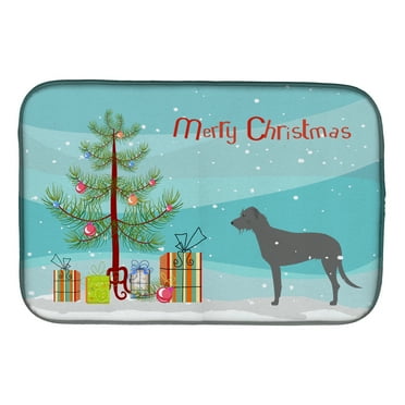 Irish Wolfhound Merry Christmas Tree Dish Drying Mat