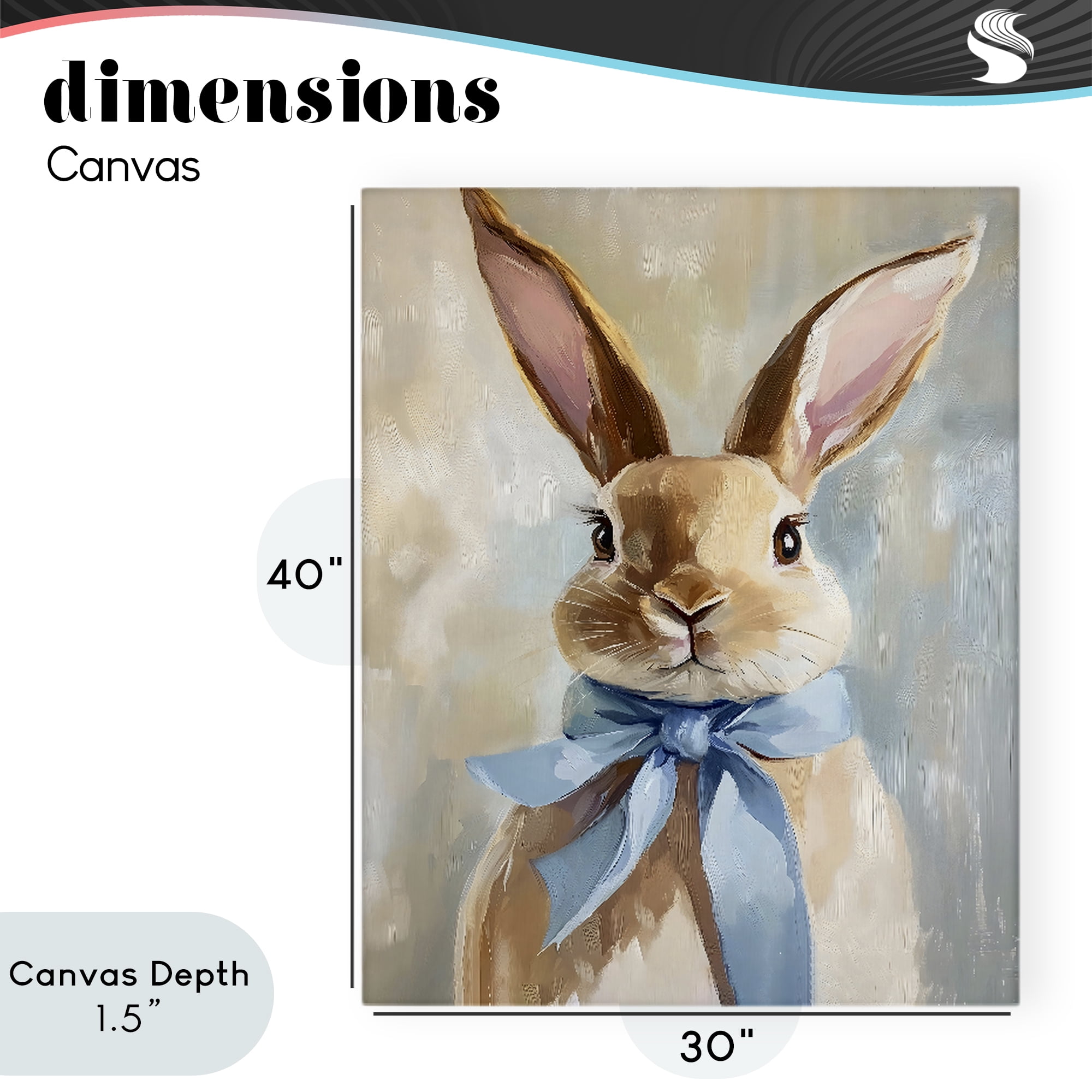 Stupell Industries Bunny with Blue Bow Canvas Wall Art, design by The Prints Vibe