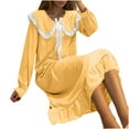 thumbnail image 4 of Miluxas Womens Nightgowns Christmas Nightgown Autumn and Winter Long Sleeve Cute House Coat Loose Sleepwear Dress Yellow XXXXXL(XXXXXL), 4 of 8