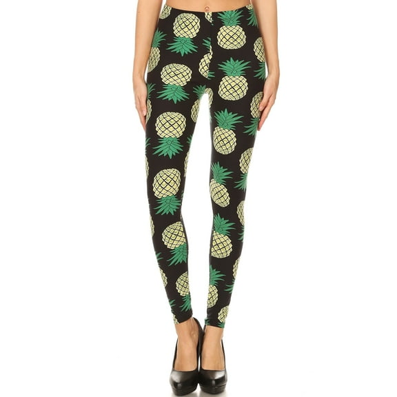 Women's Regular Yellow Pineapple Fruit Pattern Printed Leggings