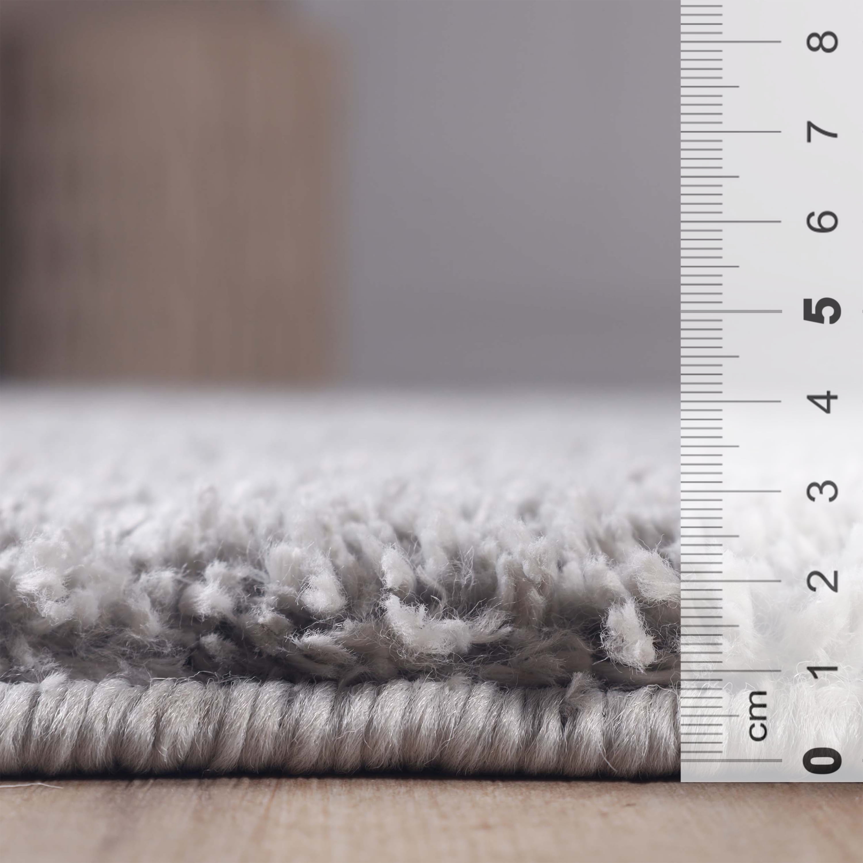 BNM Solid Indoor Shag Runner or Area Rug, 4' x 6', Silver