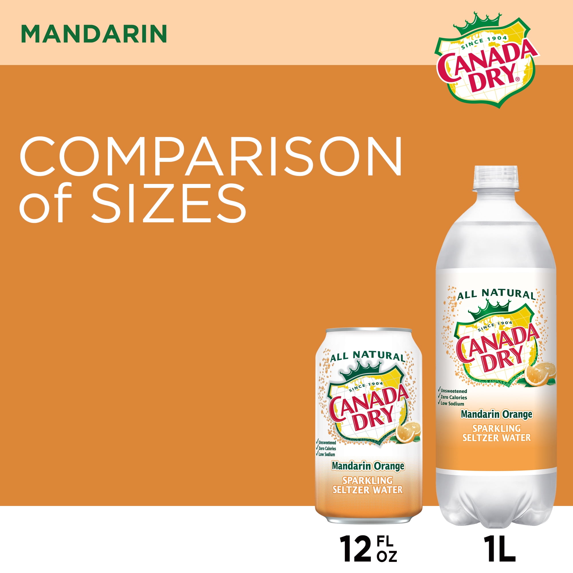(2 pack) Canada Dry Mandarin Orange Sparkling Seltzer Water, 12 fl oz cans, 12 pack