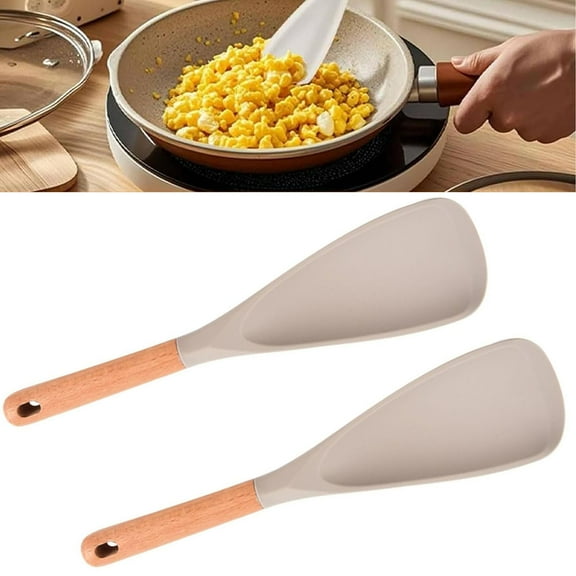 Icefavor Spatula Spoon, Multifunction Spatula Cooking Spoon,Durable Matte Silicone Spatula For Stirring,Scooping, And Scraping,Silicone Cooking Utensils,for Nonstick Cookwares with Wood Handle Spoon