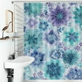 thumbnail image 4 of Watercolor Floral Seamless Pattern Teal Blue Purple Cloth Fabric Bathroom Decor Set with Hooks, 4 of 7