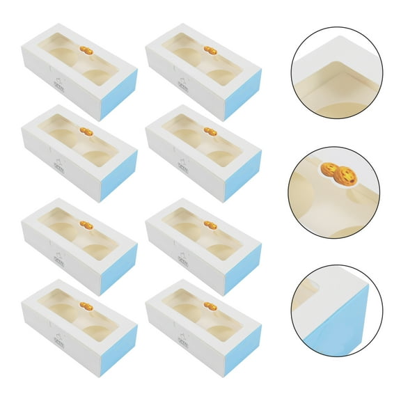 Amosfun 25Pcs White Cupcake Container with Window and Protective Insert for Baking