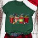 thumbnail image 2 of Gibobby Tops navideños para mujer Navidad Casual Navidad Muñeco de nieve Impresión Cuello redondo Manga corta Camiseta suelta Blusa Tops(Verde,XG), 2 of 5
