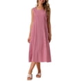 thumbnail image 2 of Vestidos sin mangas de cuadros para mujer Inspire Chic, vestido midi de gingham con ajuste holgado y bolsillos, atuendos de verano L rojo, 2 of 6