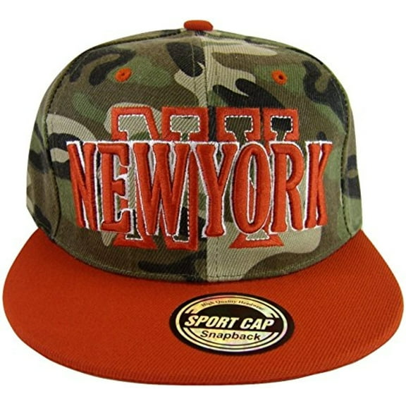 New York Men's Camouflage Adjustable Snapback Baseball Cap (Red)