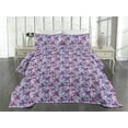 thumbnail image 2 of Ambesonne Orchid Quilted Coverlet 2 Pcs, Exotic Flowers on Pastel Art, Twin Size, Violet and Raspberry, 2 of 4