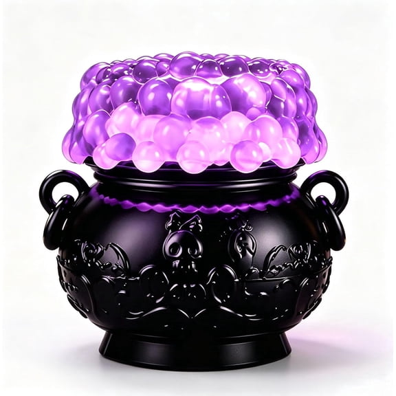 Light-up Color-Changing Cauldron Waterglobe 3-Wick Candle Holder, Halloween Witch Bubble Cauldron Decor LED Soft Light, Spooky Ambience Table Decoration for Halloween Party Home Decor,1PCS