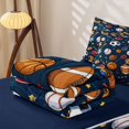 thumbnail image 5 of Erosebridal Cartoon Ball Sport Zipper Twin Comforter Sets with Fitted Sheet and 2 Pillowcases,Football Baseball Basketball Zipper Bedding Set For Boys,Navy Blue Reversible,4-Piece, 5 of 7