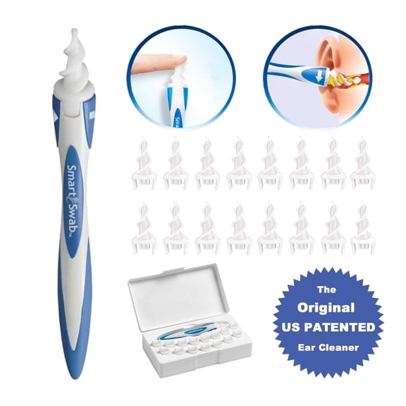 Smart Swab Ear Cleaner, Safe Ear Wax Removal Kit with 16 Piece Cleansing Tips