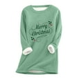 thumbnail image 1 of Promotions d'Été! Aqestyerly Hauts de Noël pour Femmes Liquidation Mode Féminine Impression de Noël Manches Régulières Hiver Ample Vacances Décontracté Col Rond Chemise Hauts, 1 of 2