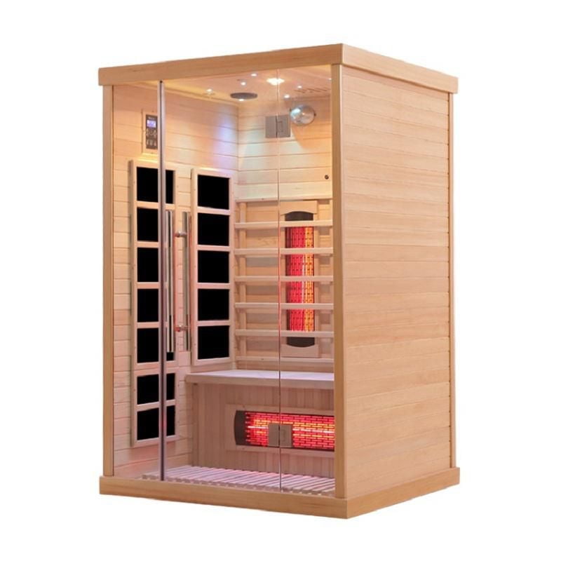 Blisspod 2-Person Full Spectrum Premium Hemlock Low EMF Sauna 10 Heaters Chromotherapy Reflexology