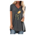 thumbnail image 2 of Pntutb Blusa de manga corta con cuello en V y estampado de tallas grandes para mujer Pntutb Pntutb-4251, 2 of 4