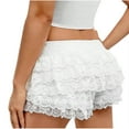 thumbnail image 4 of Penkiiy Micro Bloomers for Women Y2K Lace Ruffle Shorts Fashion Fairy Layered Frill Bottoms Cute Fluffy Pettipants S White, 4 of 6