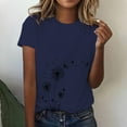 thumbnail image 2 of Womens Tops Spring Round Neck Dandelion Printed Loose Casual Short Sleeved T Shirt Soft Lightweight Breathable Polyester & Spandex 1Pc Top 3Xl Shirts for Women, 2 of 5
