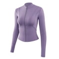 thumbnail image 7 of Ediodpoh Women’s Slim Fit Seamless Yoga Jacket with Zipper Solid Color Body Contouring Design for Fitness Purple L, 7 of 7