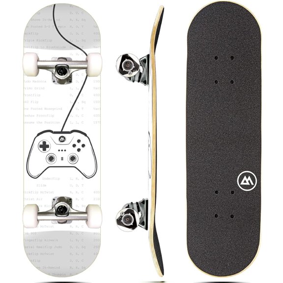 Monopatín completo Magneto | Madera de arce | Rodamientos ABEC 5 | Cubierta cóncava de doble patada | Monopatín del crucero del monopatín de los niños | Patinetas para principiantes, adolescentes y ad