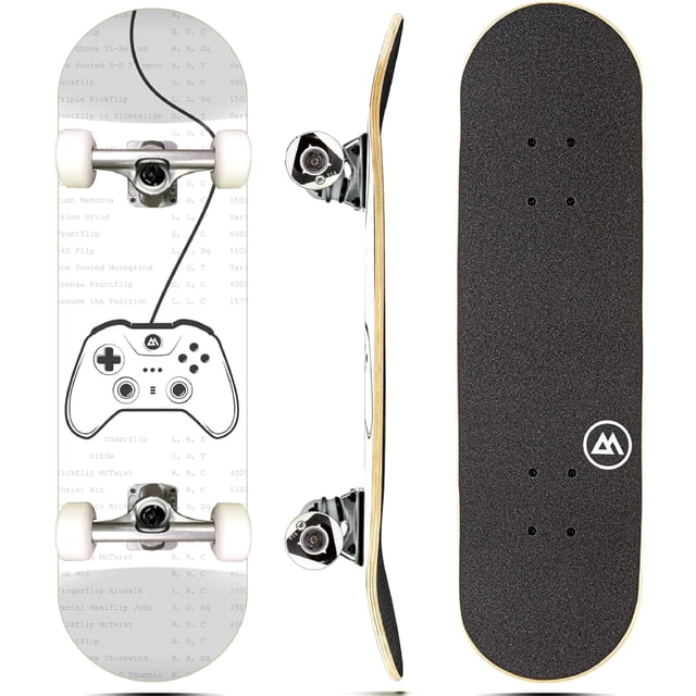 Monopatín completo Magneto | Madera de arce | Rodamientos ABEC 5 | Cubierta cóncava de doble patada | Monopatín del crucero del monopatín de los niños | Patinetas para principiantes, adolescentes y ad