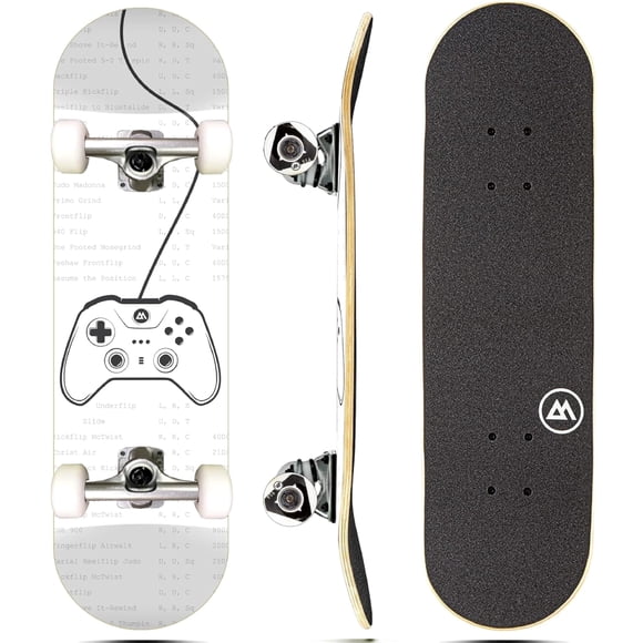 Monopatín completo Magneto | Madera de arce | Rodamientos ABEC 5 | Cubierta cóncava de doble patada | Monopatín del crucero del monopatín de los niños | Patinetas para principiantes, adolescentes y ad