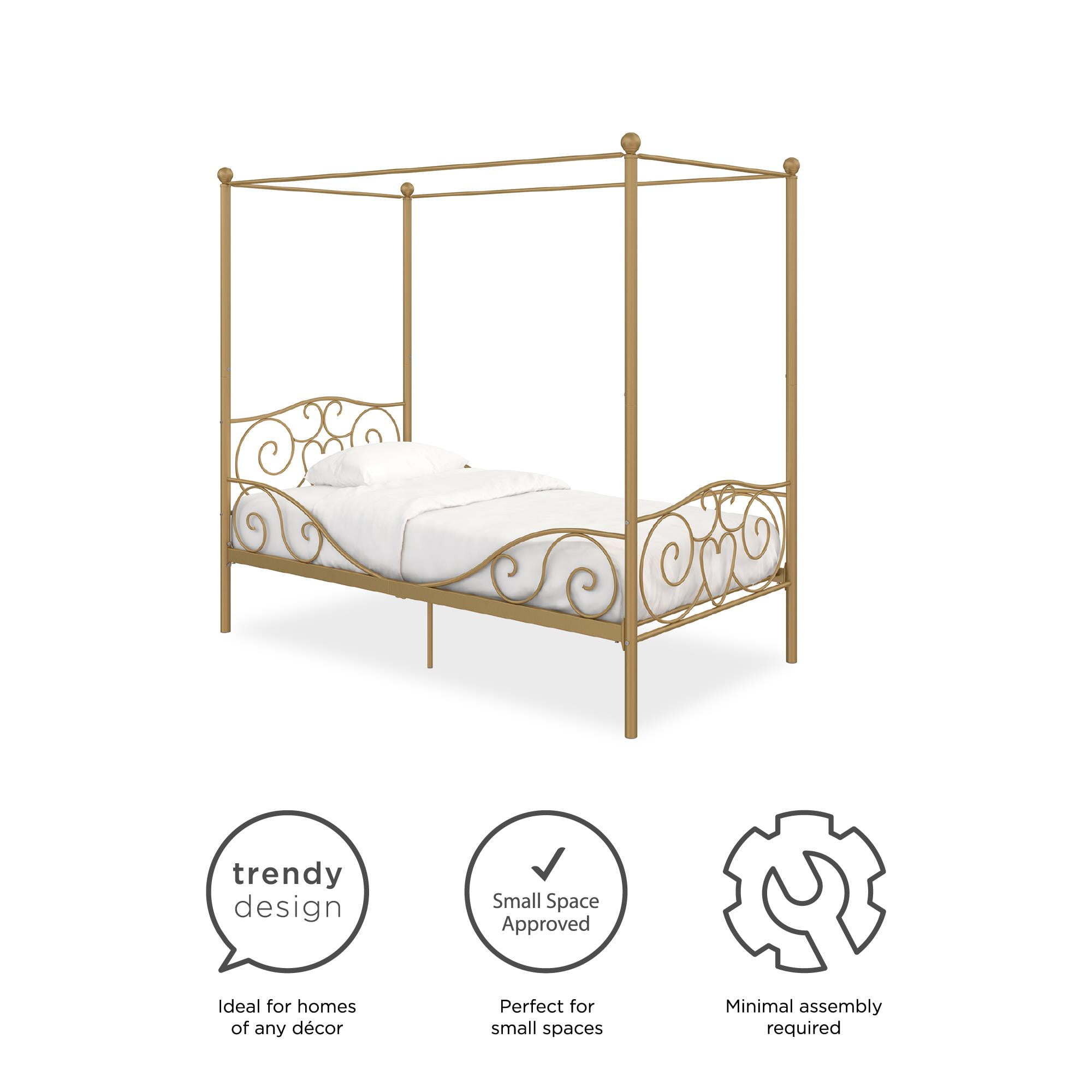 DHP Canopy Metal Bed, Twin, Gold