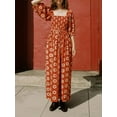 thumbnail image 2 of Gupgi Robe Bohème pour Femme à Encolure Carrée, Manches Bouffantes, Longue Robe à Fleurs, Décontractée, Vacances, Ample, Robe d'Été, 2 of 7