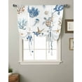 thumbnail image 2 of Blue Brown Coastal Tie Up Curtains for Kitchen Bathroom Bedroom Windows 45 Inch Length, Nautical Summer Beach Sea Turtle Balloon Drape Curtains Shade Rod Pocket Drapery Curtain Panel, 42"x54", 2 of 7
