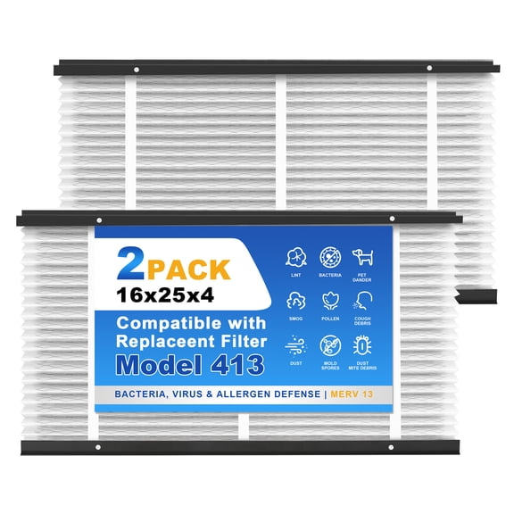 SNAPZY 413 410 Replacement Filter Compatible with AprilAire Air Purifier Models 1410 1610 2140 2400 2410 2416 3410 4400 2400 Upgrade Kit 1413, Merv 13 Whole House Furnace Filters 16x25x4, 2-Pack