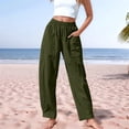 thumbnail image 1 of WILLBEST Pantalones Casuales de Cintura Alta para Mujer, Cómodos, Holgados, elegantes, para Uso Diario, Primavera y Verano, con Lazo En La Cintura, de Colores Lisos. Extra Grande, 1 of 7