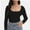 Black, variant on Women's Scoop Neck Long Sleeve Slim Fitted Casual Basic Crop Top