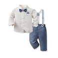 thumbnail image 2 of Glisme Boy Back To School Clothes Long Sleeve Outfits Solid Color Round Neck Tops Pants Lovely Infant Playsuit Blue, 2 of 5