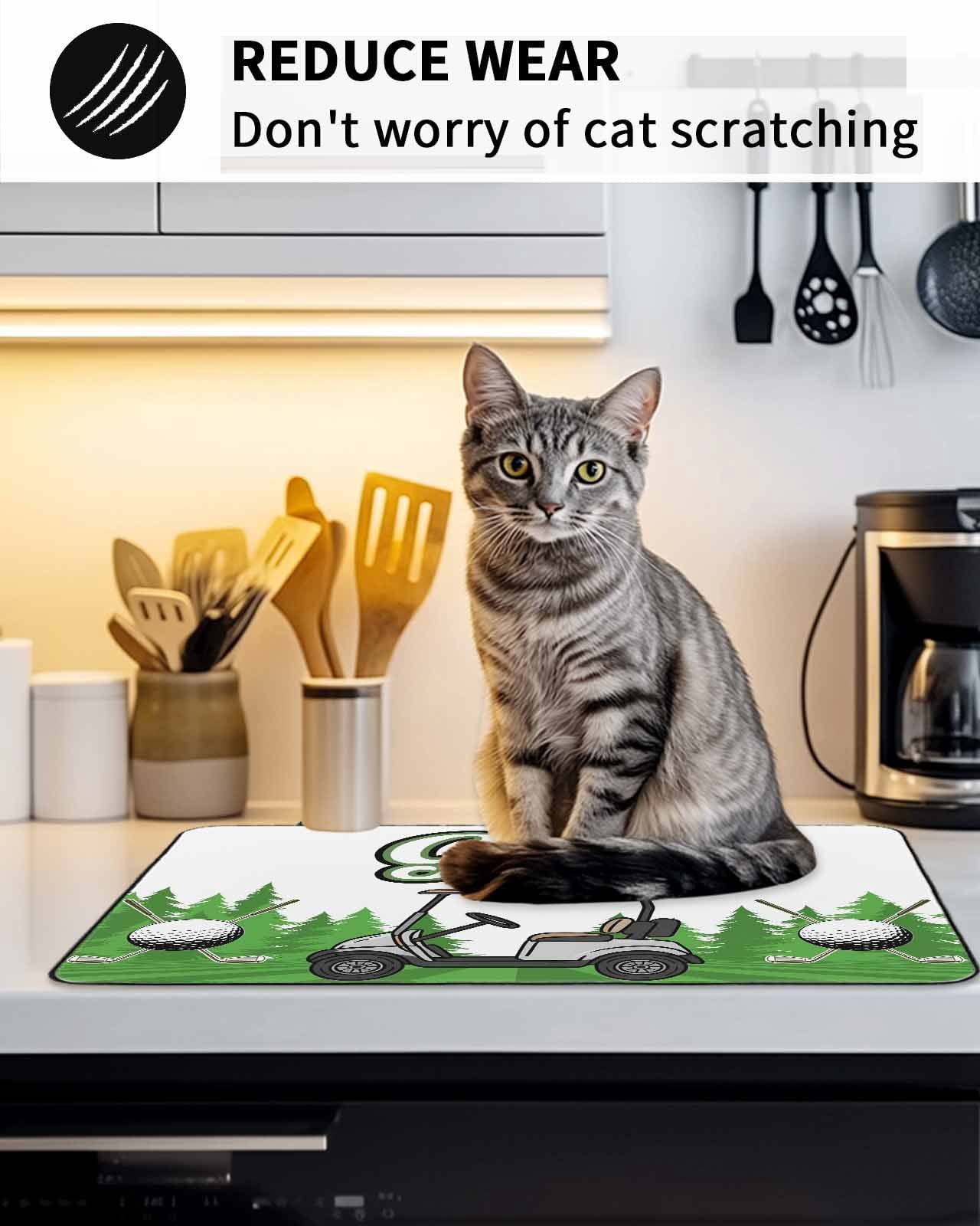 Stove Top Covers for Electric Stove, Golf Glass Stovetop Cover Protector, Green Forest Tree Balls Clubs Sports Cartoon Induction Cooktop Protector Oven Mat for Kitchen Countertop 24"x21"